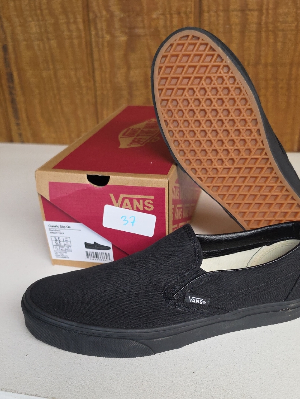 Vans Slip-On Canvas Loafers in Black with Gum Sole